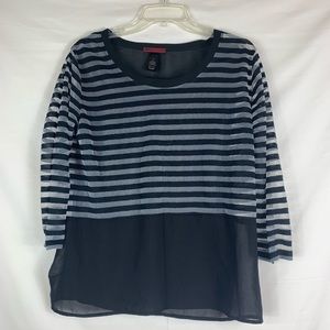 BKE Red | Completely Sheer Stripe Top